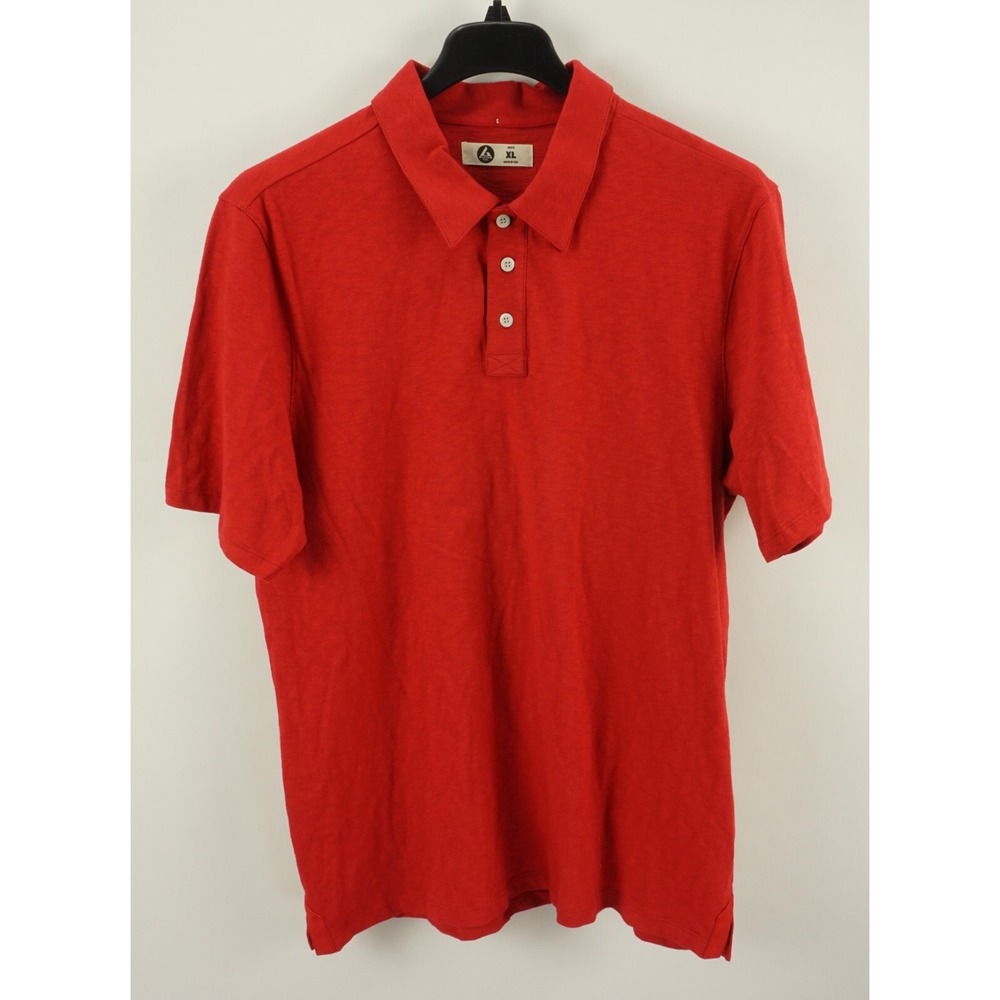 American Giant Men's XL Short Sleeve Red Signature Slub Cotton Polo Shirt
